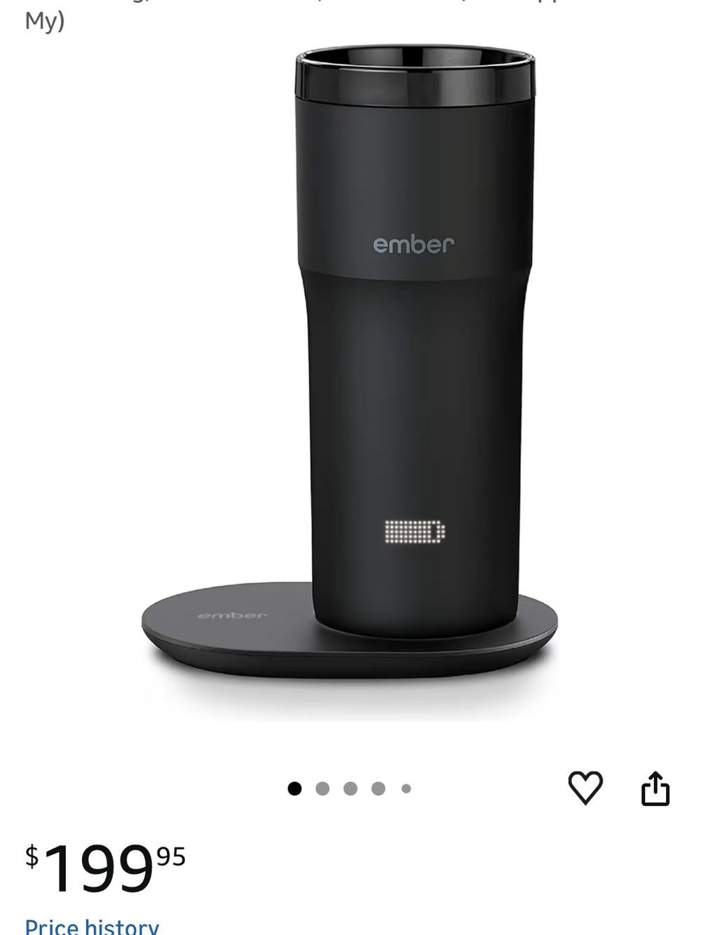 Ember Black Temperature Control Travel Mug (no charger)
